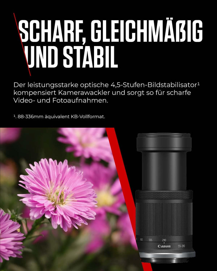 Canon RF-S 55-210mm F5-7.1 is STM Zoombjektiv für APS-C-Kameras der EOS R Serie (3,8-Fach Zoom, 2 UD