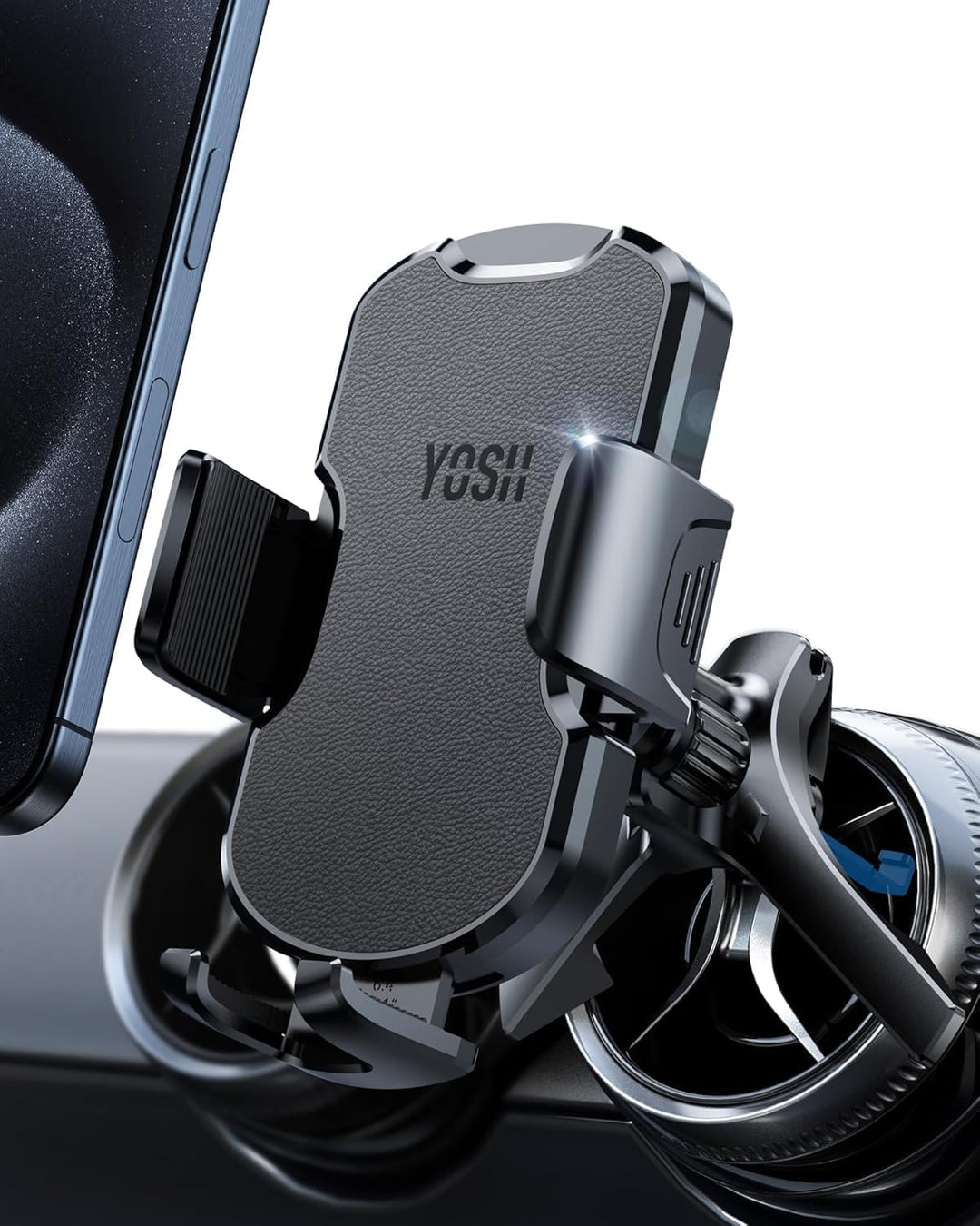 YOSH Handyhalterung Auto für Audi A1/A3/Q2, Mercedes, Mini Cooper 2013‑2024 für Runde Lüftung(Leder-