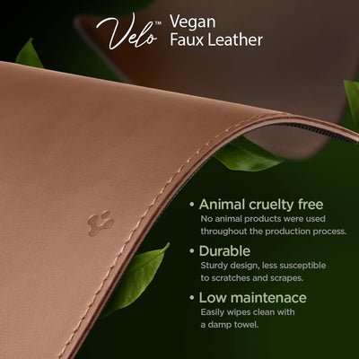 Spigen Schreibtischunterlage aus Velo Vegan PU Leder XXL Mauspad mit Anti-Rutsch-Gummimatte - Braun,