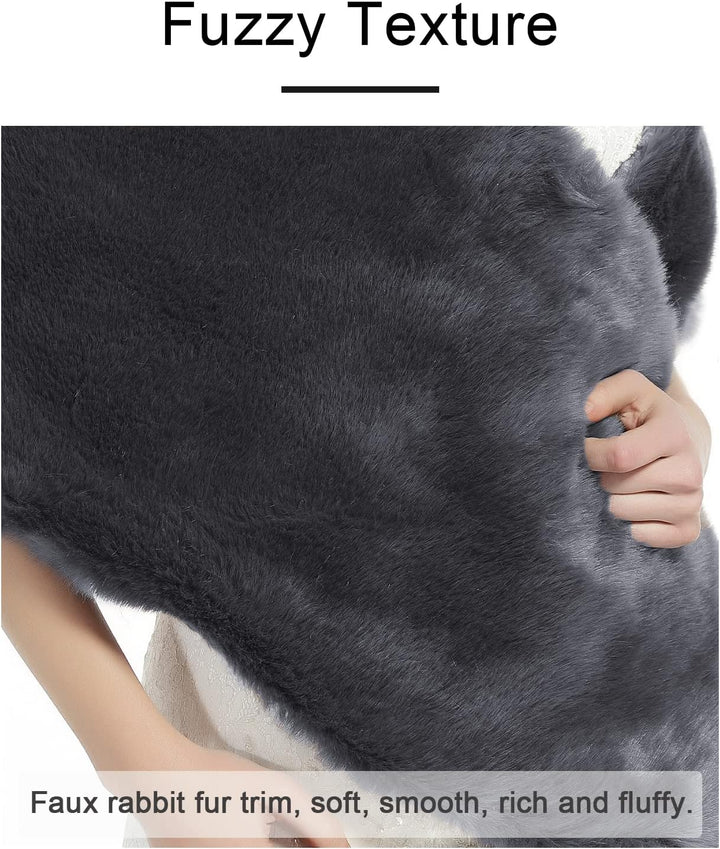 BEAUTELICATE Kunstpelz Stola Schal Damen Pelz Brautschal Brautstola Wrap Schwarz Elfenbein für Braut