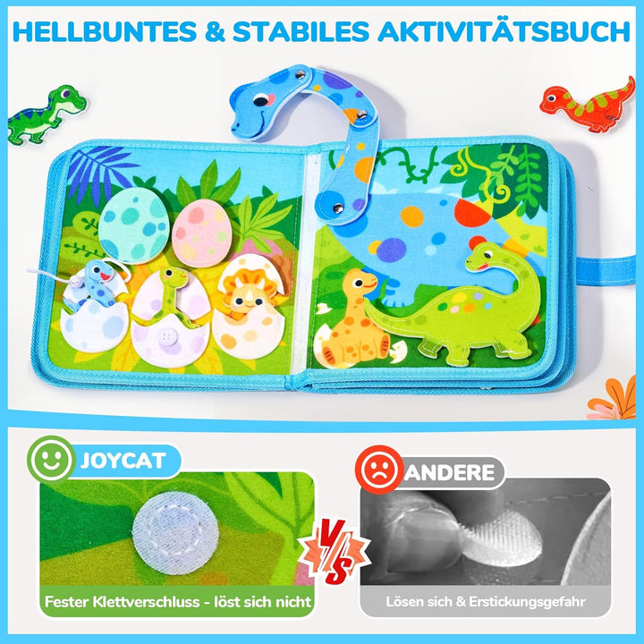 JoyCat Montessori Spielzeug ab 1 Jahr - Dinosaurier Quiet Book Busy Board für Unterwegs, Busy Book f