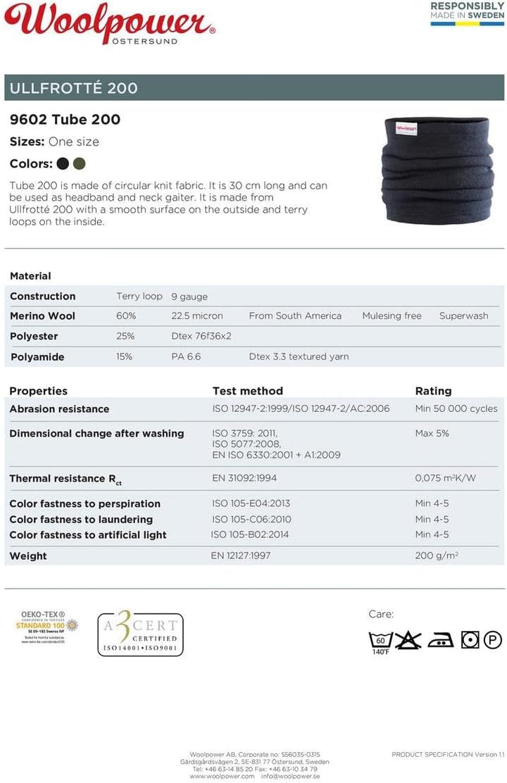 Woolpower 200 Tube Neck Gaiter - Multifunktionstuch Schwarz Einheitsgrösse, Schwarz Einheitsgrösse