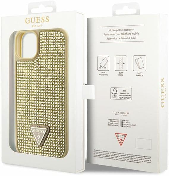 Guess GUHCP14MHDGTPD Hülle für iPhone 14 Plus 6.7" golden hardcase Rhinestone Triangle