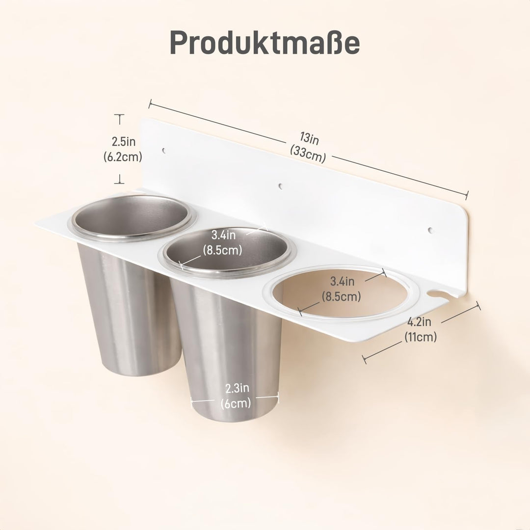 Föhn Halterung, 3 in 1 Fönhalter Ohne Bohren, Edelstahl Fönhalter Glätteisen Halterung für Föhn, Glä
