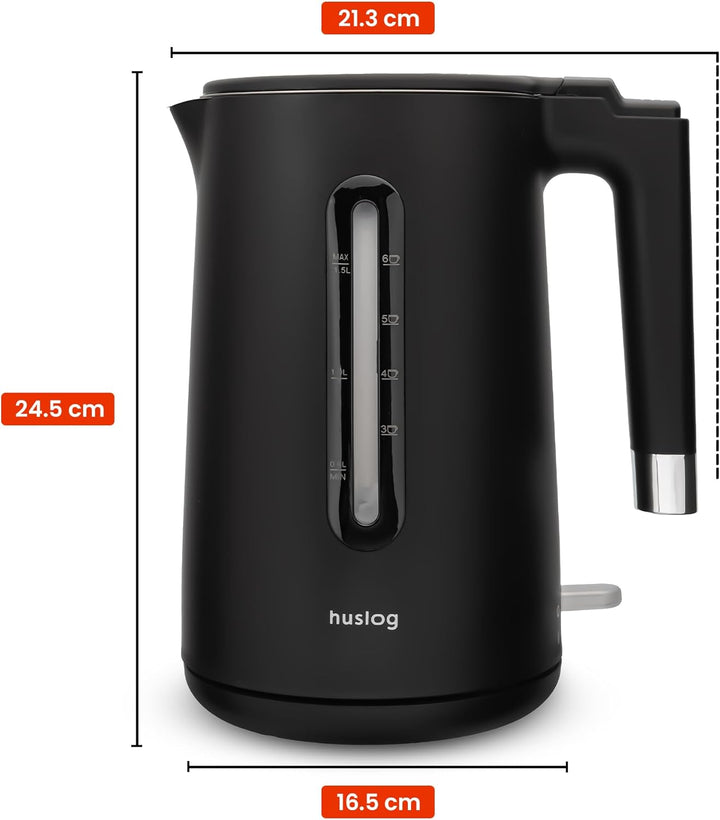 Wasserkocher 1,5L 2200W Double Wall Cool-Touch Edelstahl 304, BPA-frei, mit Wasserstandsanzeige, 360