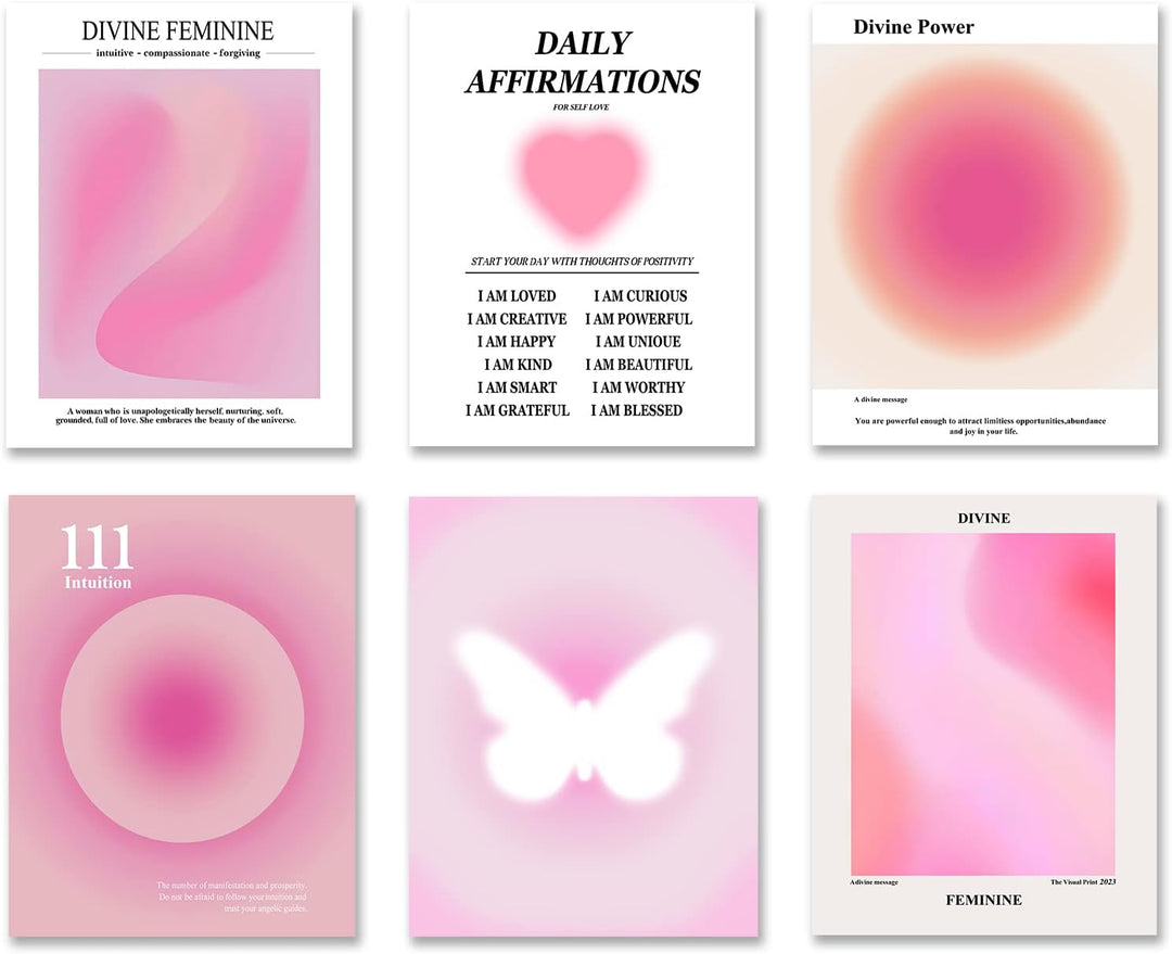 Trendige Wandkunstdrucke Engel Nummer Poster Rosa Aura Kunstwerk Bunte Farbverlauf Malerei Tägliche