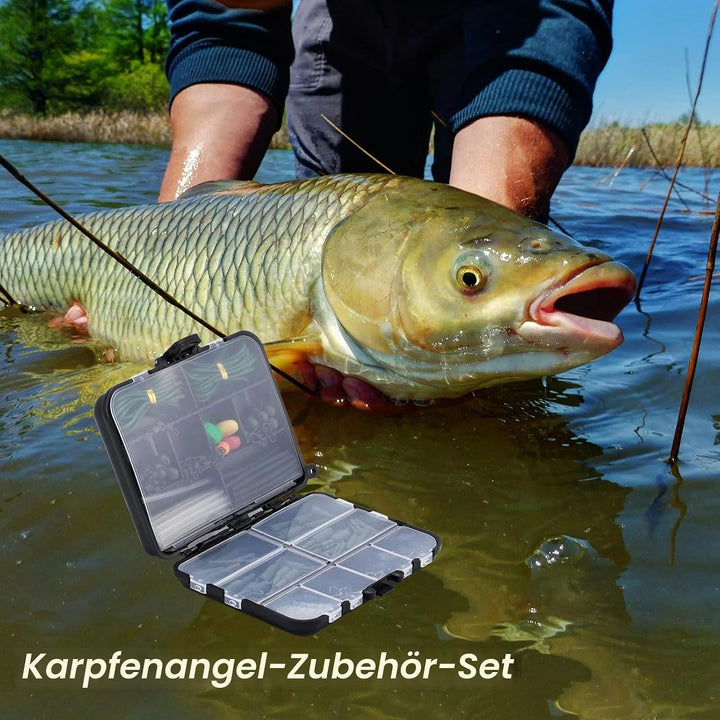 Dr.Fish 314-tlg. Karpfenangeln Zubehör Set in praktischer Box (12x10x3,5cm) - Komplettes Köder & Rig