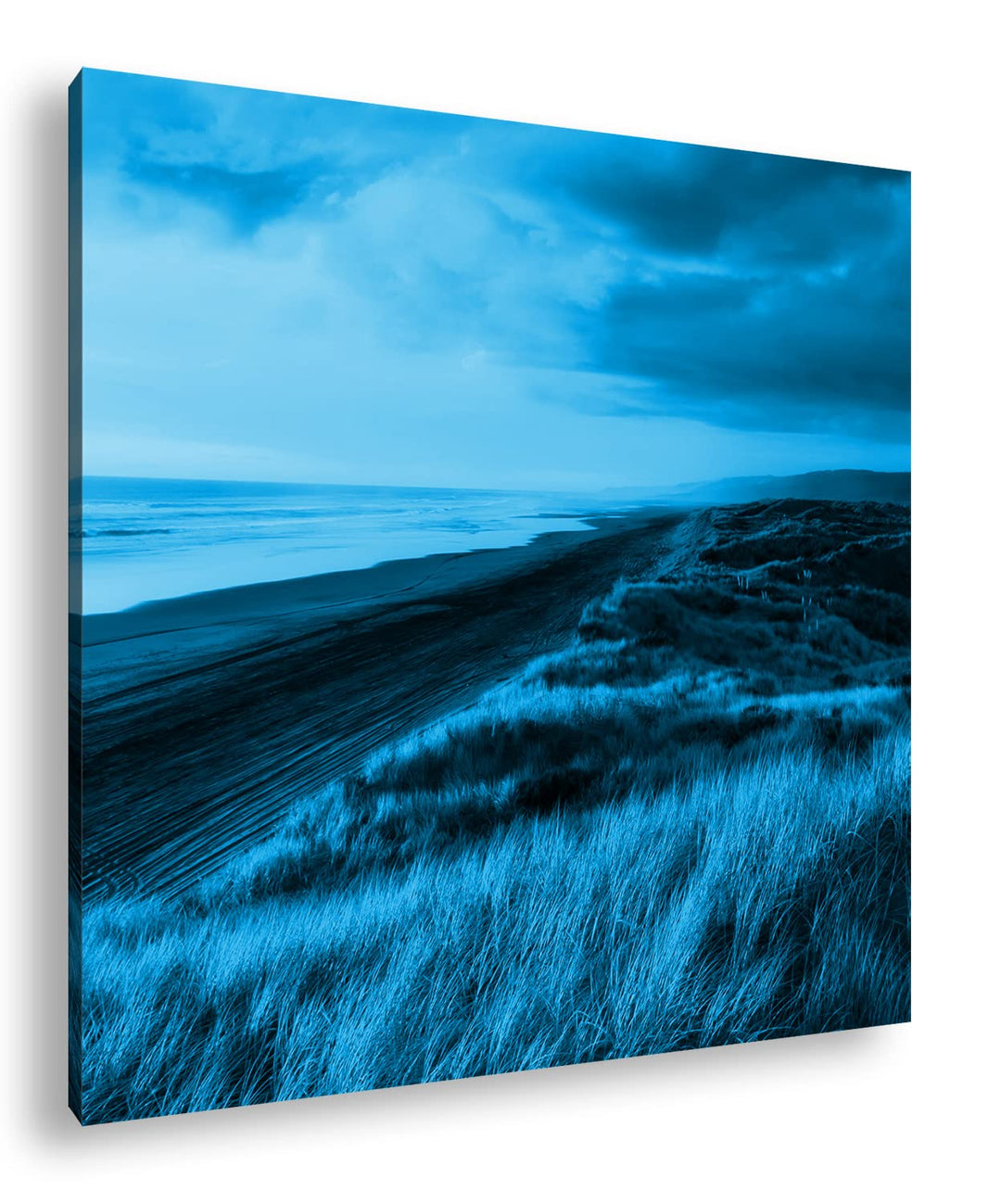 deyoli Neuseeland Küste Format: 70x70 Effekt: Monocrome Blau als Leinwand, Motiv fertig gerahmt auf