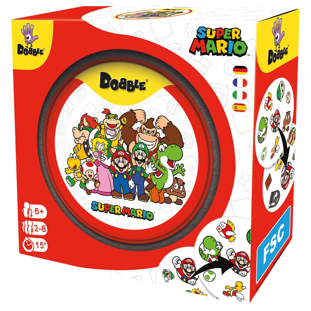 Zygomatic, Dobble Super Mario, Familienspiel, Kartenspiel, 2-8 Spieler, Ab 6+ Jahren, 15 Minuten, De