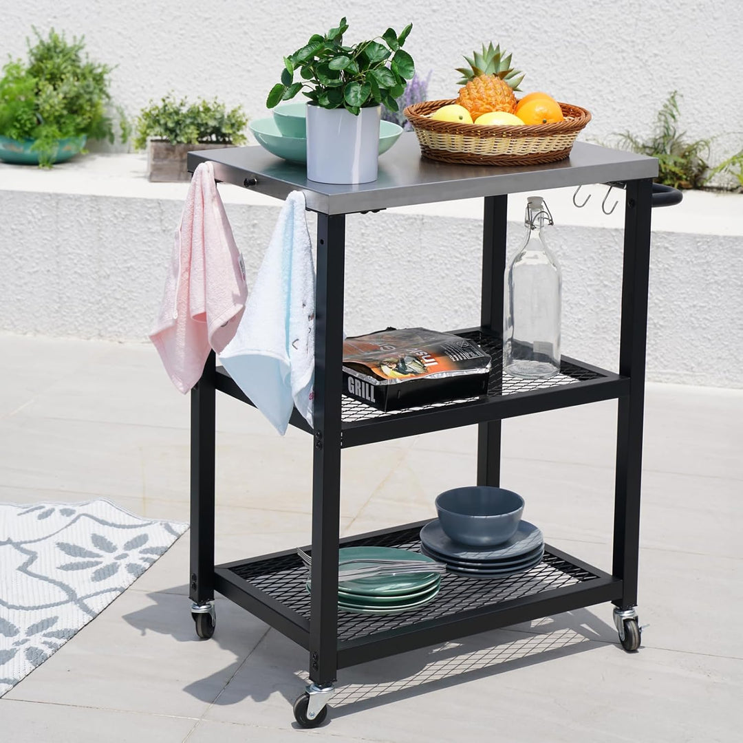 TAINO NETIS Grillwagen Grilltisch Rollwagen Grillständer klein mit Rollen Outdoor Balkon Garten Terr