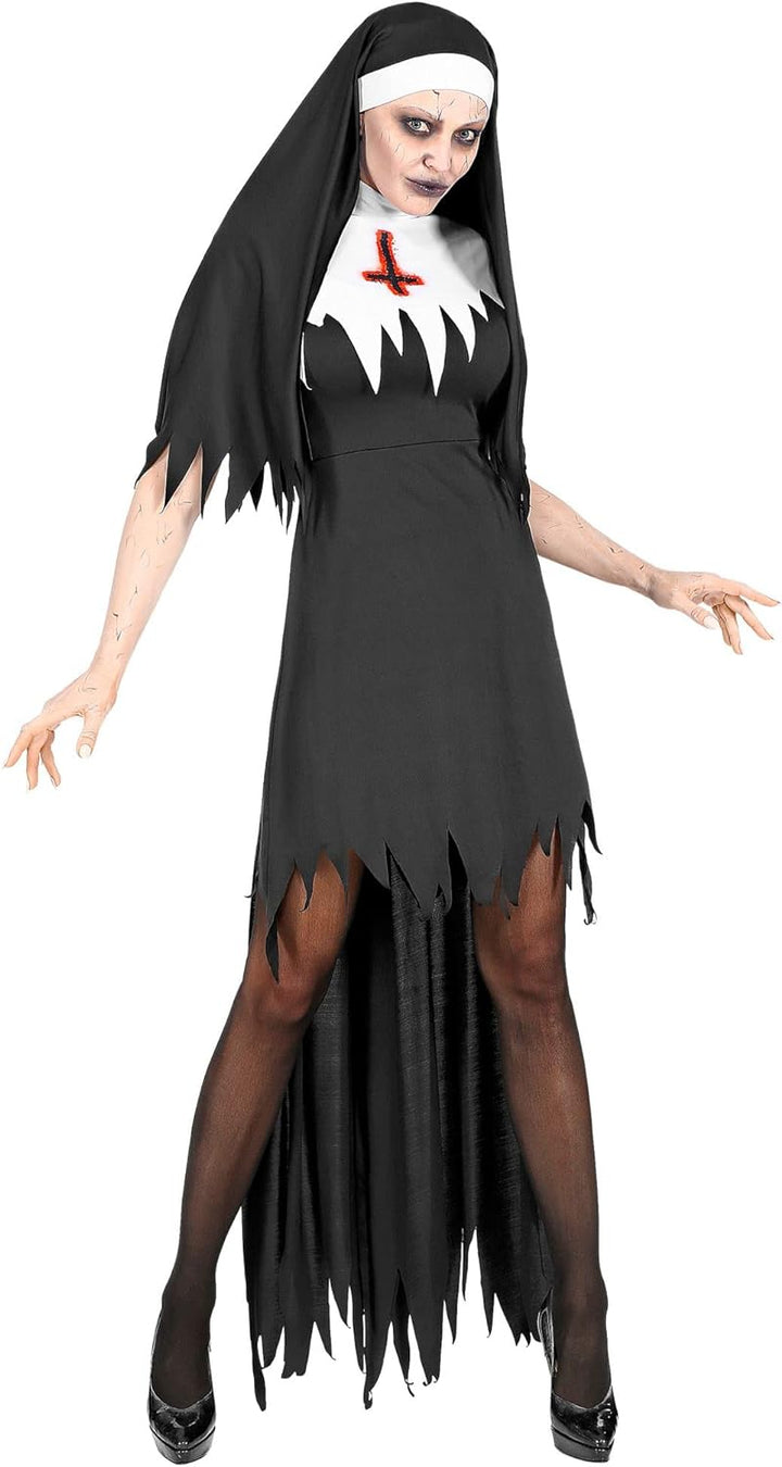 "HORROR NUN" (dress with overskirt, headpiece) - (S), S