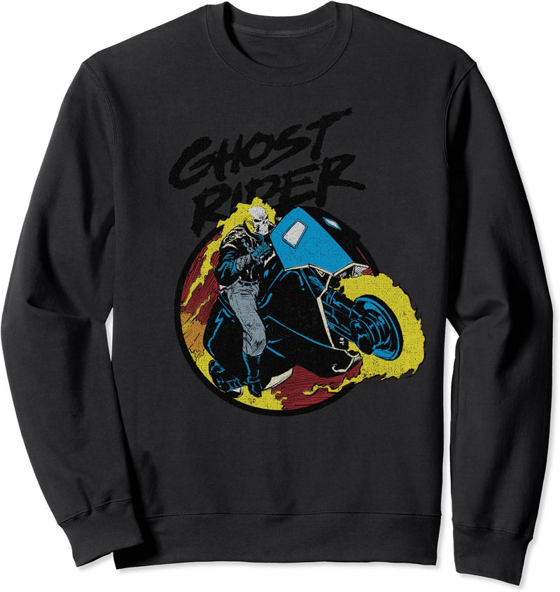 Marvel Ghost Rider Circle Portrait Action Shot Sweatshirt