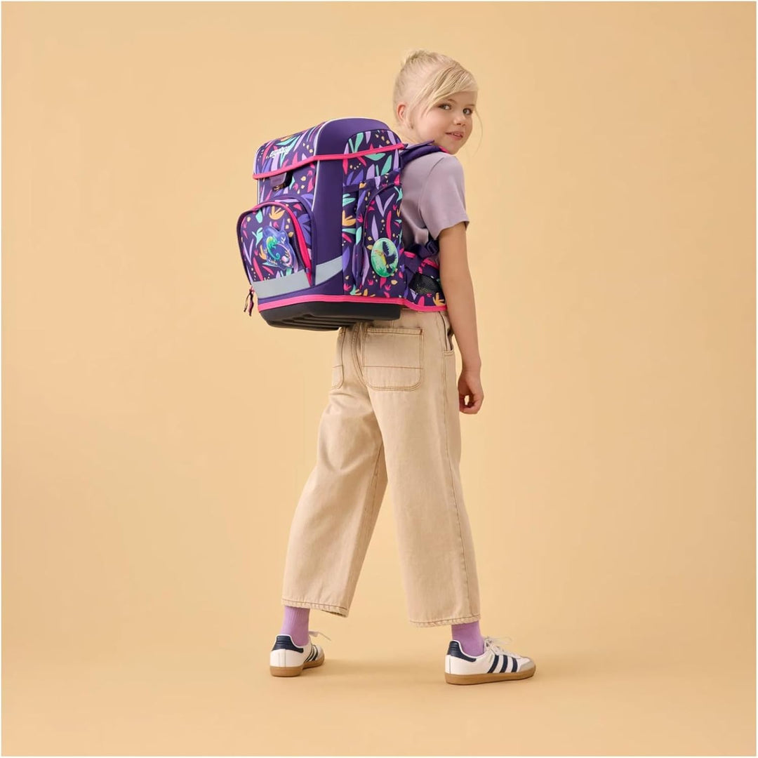 ergobag cubo Light Set ergonomischer Schulranzen, extra leicht, Set 5-teilig, 860 g Ambärzonas - Lil