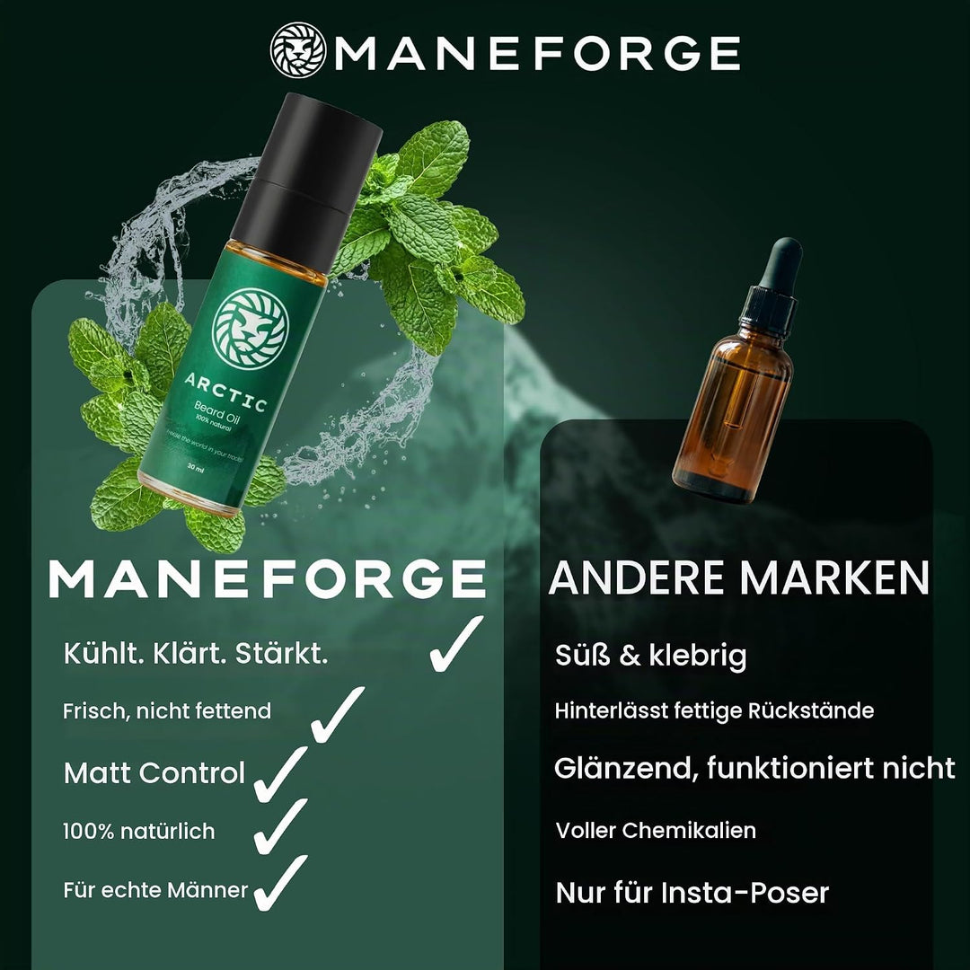 Arctic Bartöl für Männer – Veganes Bartpflegeöl mit Minz-Zitrus Duft – Kühlt &amp; beruhigt – Gegen Juck