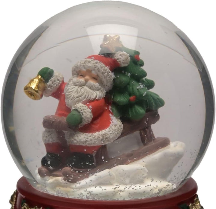 Schneekugel mit Weihnachtsmotiv, 60 mm, Dekoration – Weihnachtsmann auf Schlitten