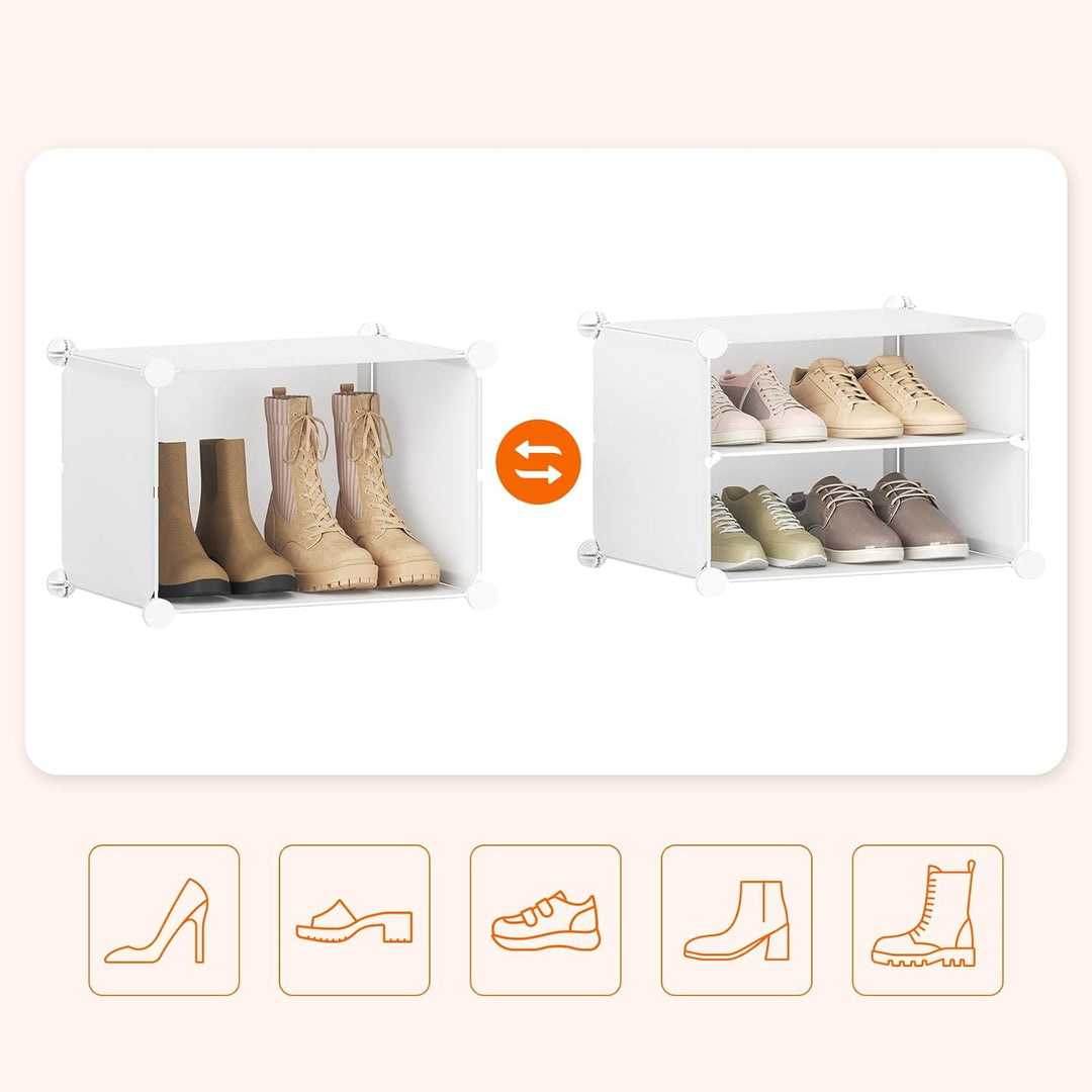 HOOBRO Schuhregal mit 8 Fächern, Schuhschrank, für 32 Paar Schuhe, 40 x 30 x 30 cm pro Fach, schmal,