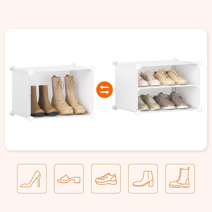 HOOBRO Schuhregal mit 8 Fächern, Schuhschrank, für 32 Paar Schuhe, 40 x 30 x 30 cm pro Fach, schmal,