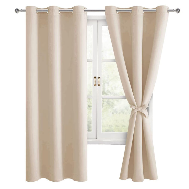 Hiasan Verdunklungsvorhänge Gardinen mit Ösen,Beige Blickdicht Vorhänge,2 Stück,106 x 160 cm (Breite
