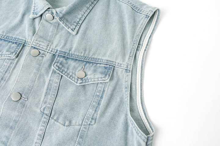 KTWOLEN Herren Outdoor Weste Casual Jeansweste für Freizeit Ärmellose Denim Weste Jeans Weste für Mä