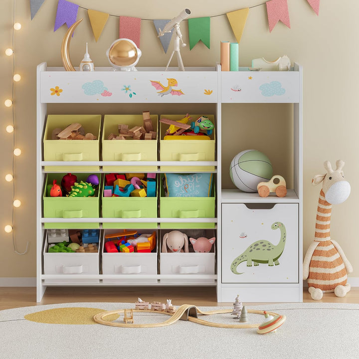 [en.casa] Kinderregal Søndreland Bücherregal für Kinder mit 9 Aufbewahrungsboxen Spielzeugregal mit