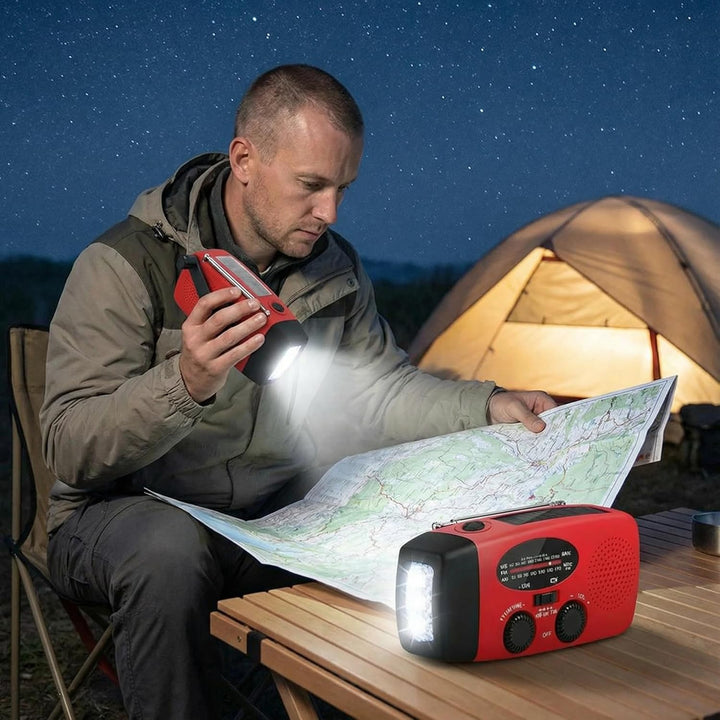 1 Stück Solar Kurbelradio mit 3-LED Taschenlampe | 2000mAh NI-MH Notfall Powerbank | IPX3 Wasserdich