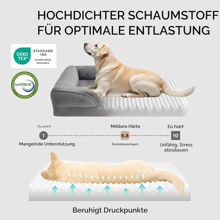 Bedsure orthopädisches Hundebett Ergonomisches Hundesofa - 89x63 cm Hundecouch mit eierförmiger Kist