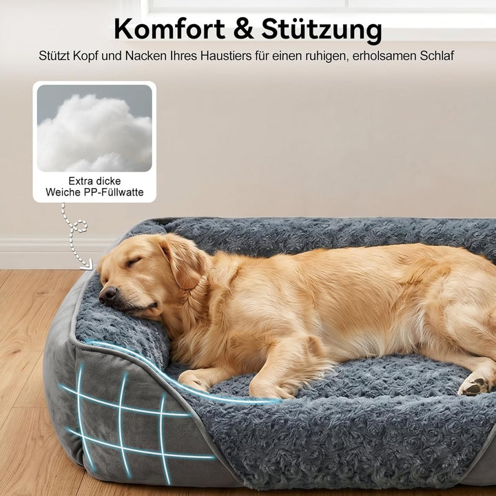 JOEJOY Hundebett Waschbar Flauschig, rutschfest Anti-Angst Hundekorb Weich Bequem Rosensamt, Haustie