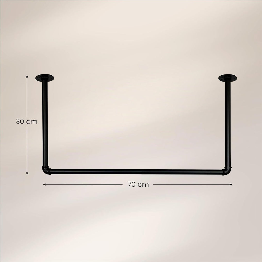 Kleiderstange Garderobe Industrie Design für Decke | Breite 70 cm x Höhe 30 cm | Deckengarderobe | G
