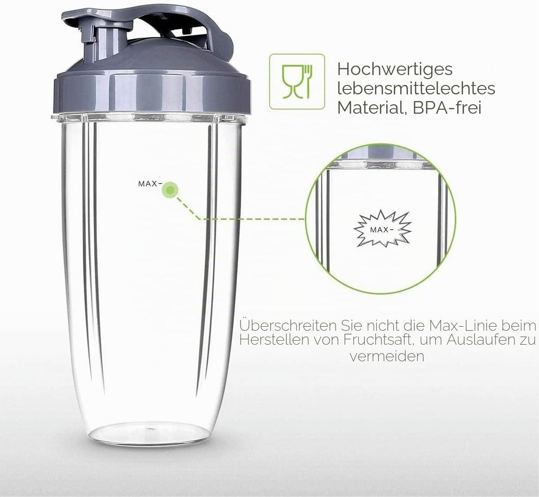 Mixer-teile, 510 ml / 680 ml Becher mit Lippen-Ring, Flip-Top to go Deckel, Frischhaltedeckel, Dicht