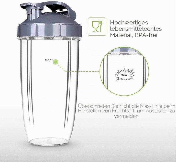 Mixer-teile, 510 ml / 680 ml Becher mit Lippen-Ring, Flip-Top to go Deckel, Frischhaltedeckel, Dicht