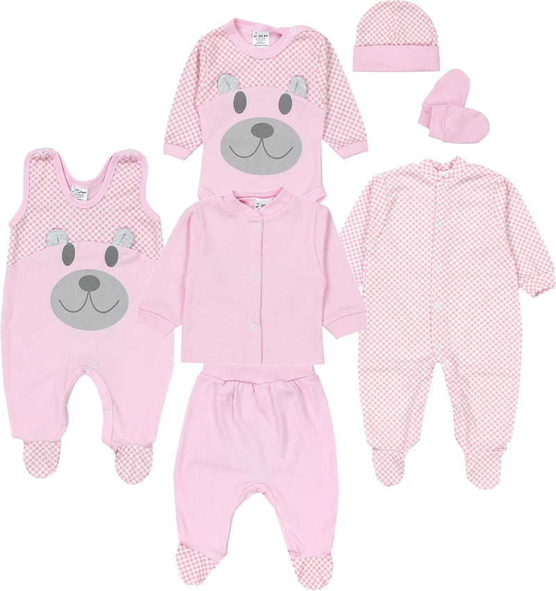 TupTam Baby Bekleidungsset Erstausstattung Mädchen Jungen 7 teilig 62 Bärchen / Rosa, 62 Bärchen / R