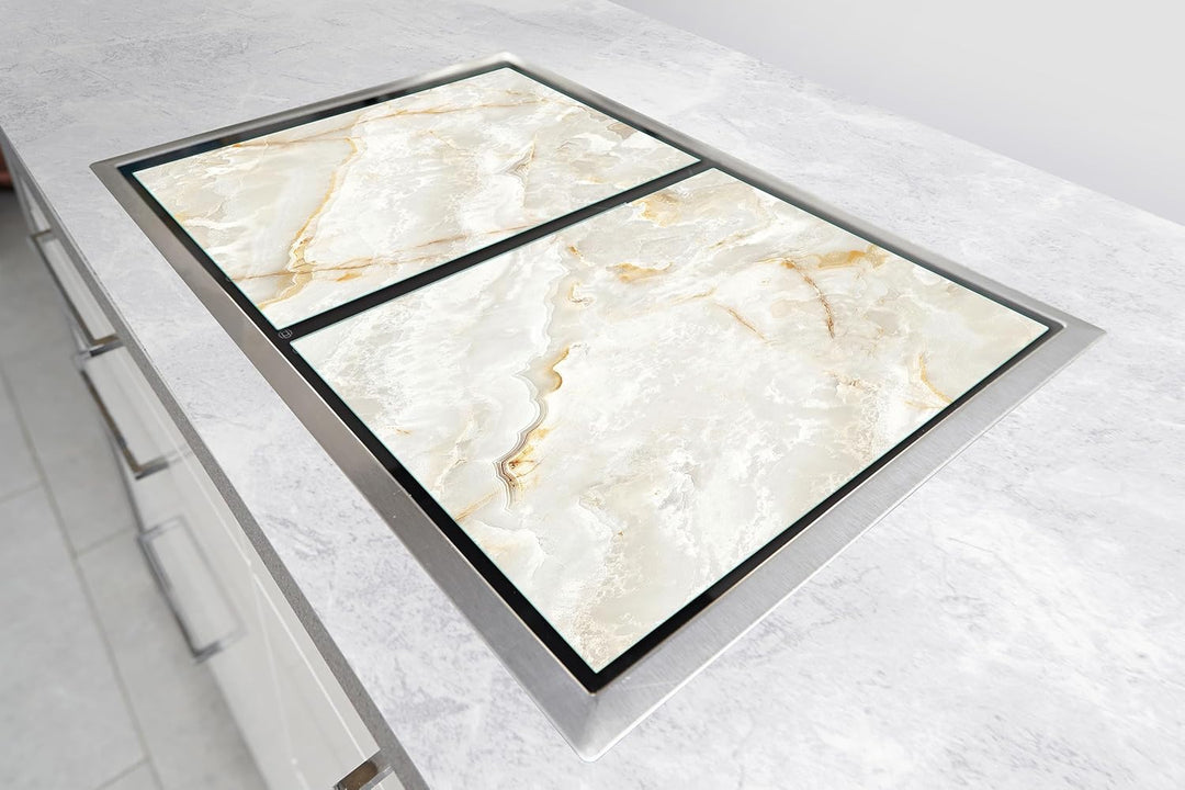 TMK ArtDeko Herdabdeckplatte 2 Teilig 40x52 + 60x52 cm - Spritzschutz Herdabdeckung – Herdschutz aus