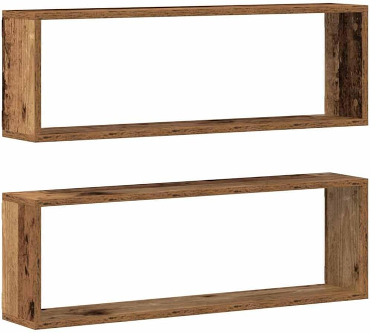 vidaXL Wandregal mit Regal 2 pcs Altholz 80 x 15 x 26 cm Holzwerkstoff, Moderne rechteckige Wandrega