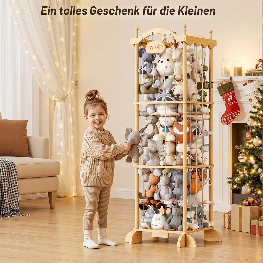 COSYLAND Stofftier-Aufbewahrungsturm - Stofftierhalter mit Gummiband für Spielzimmer Schlafzimmer Ki