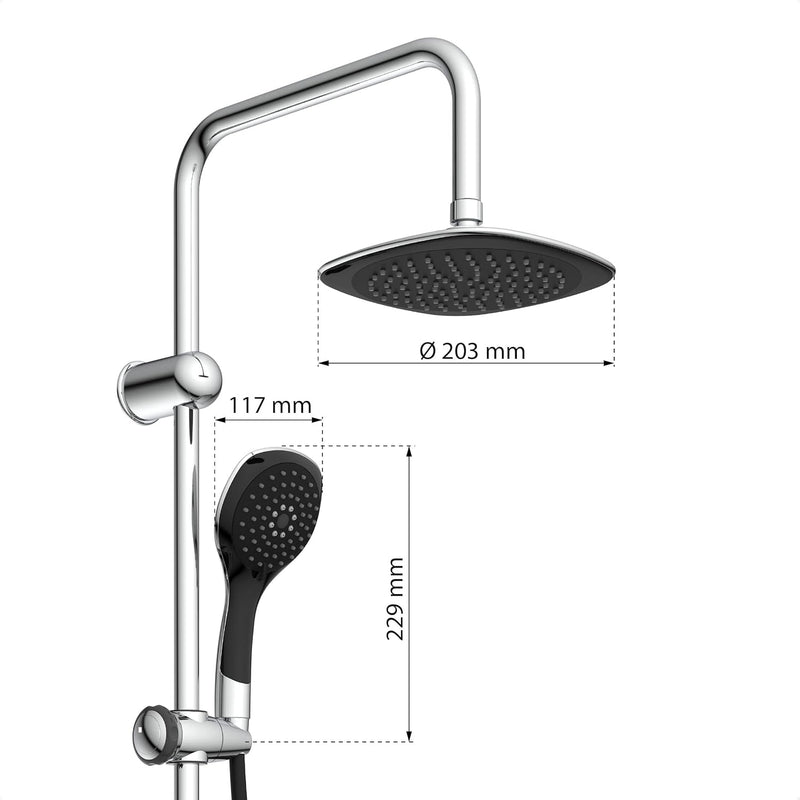 EISL Duschset DUSCHTRAUM Duschsäule mit Regendusche 200 x 200 mm und Handbrause, Regendusche mit Wan