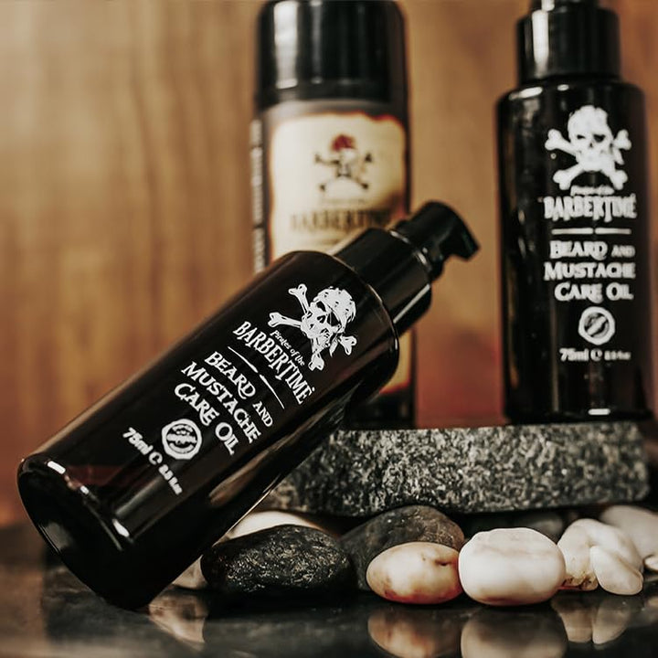 Bart & Schnurrbart Öl 75ml | Bartpflege mit Argan-, Jojoba-, Mandel-, Oliven- & Sonnenblumenöl | Wei