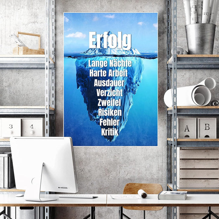wandmotiv24 Poster als Wanddeko, Grösse Din A1, Erfolg Eisberg, Arktis, Arbeit, Moderne Wanddeko, Wa