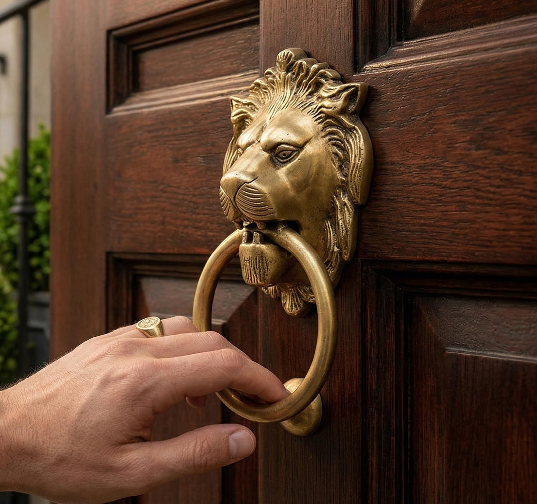 StonKraft Startseite Sammlung- schöne Messing Löwen Mund Türklopfer, Türzubehör, Tor Klopfer (5 Zoll