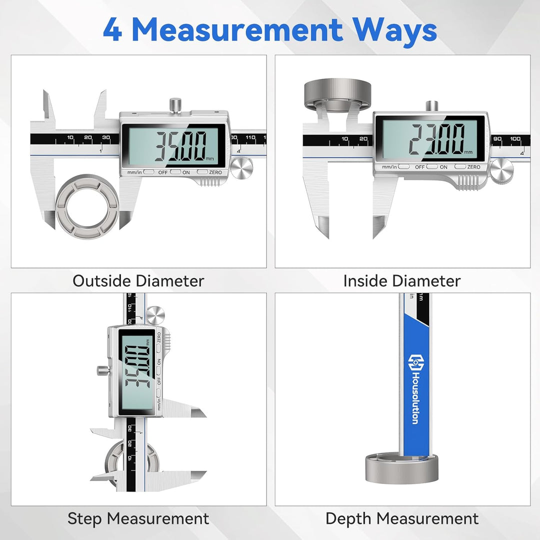 Housolution Digitaler Messschieber, 8Zoll Messschieber mit grossem LCD-Bildschirm, Zoll/MM-Schalter,