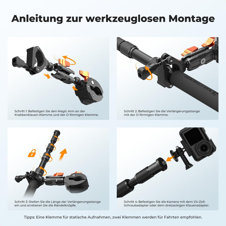 K&amp;F CONCEPT 2 stück Motorrad-Fahrradhalterung Set mit Verlängerungsstange Halterungsset, Halterungss