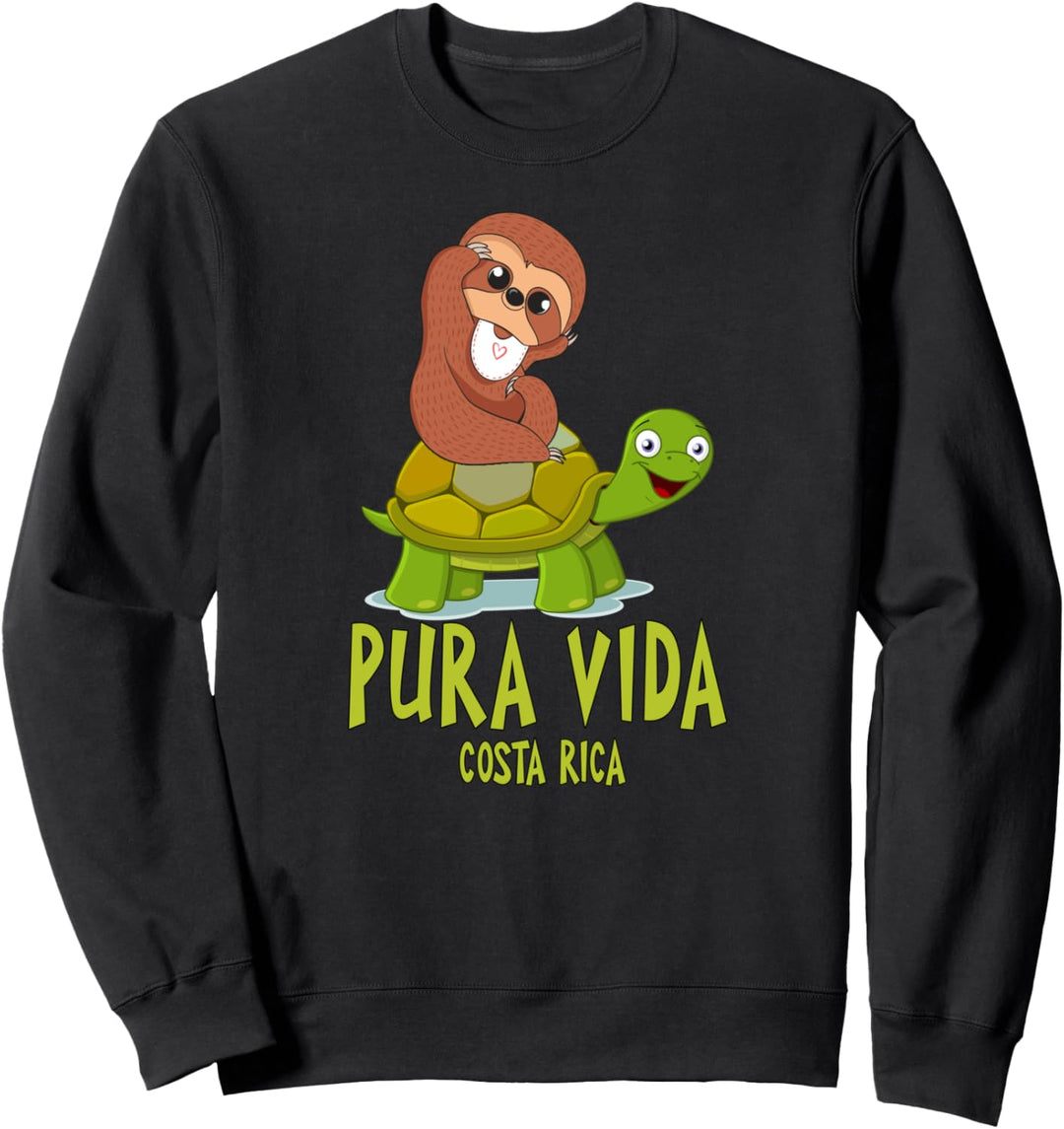 Funny Sloth Riding Turtle Pura Vida Costa Rica Sweatshirt
