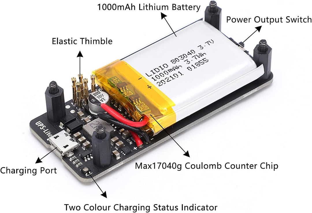 UPS Lite V1.2 Stromversorgungsplatine für Zero, USV-Ladegerät USV-Stromversorgungsplatine mit Batter
