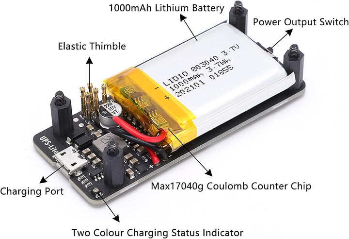 UPS Lite V1.2 Stromversorgungsplatine für Zero, USV-Ladegerät USV-Stromversorgungsplatine mit Batter