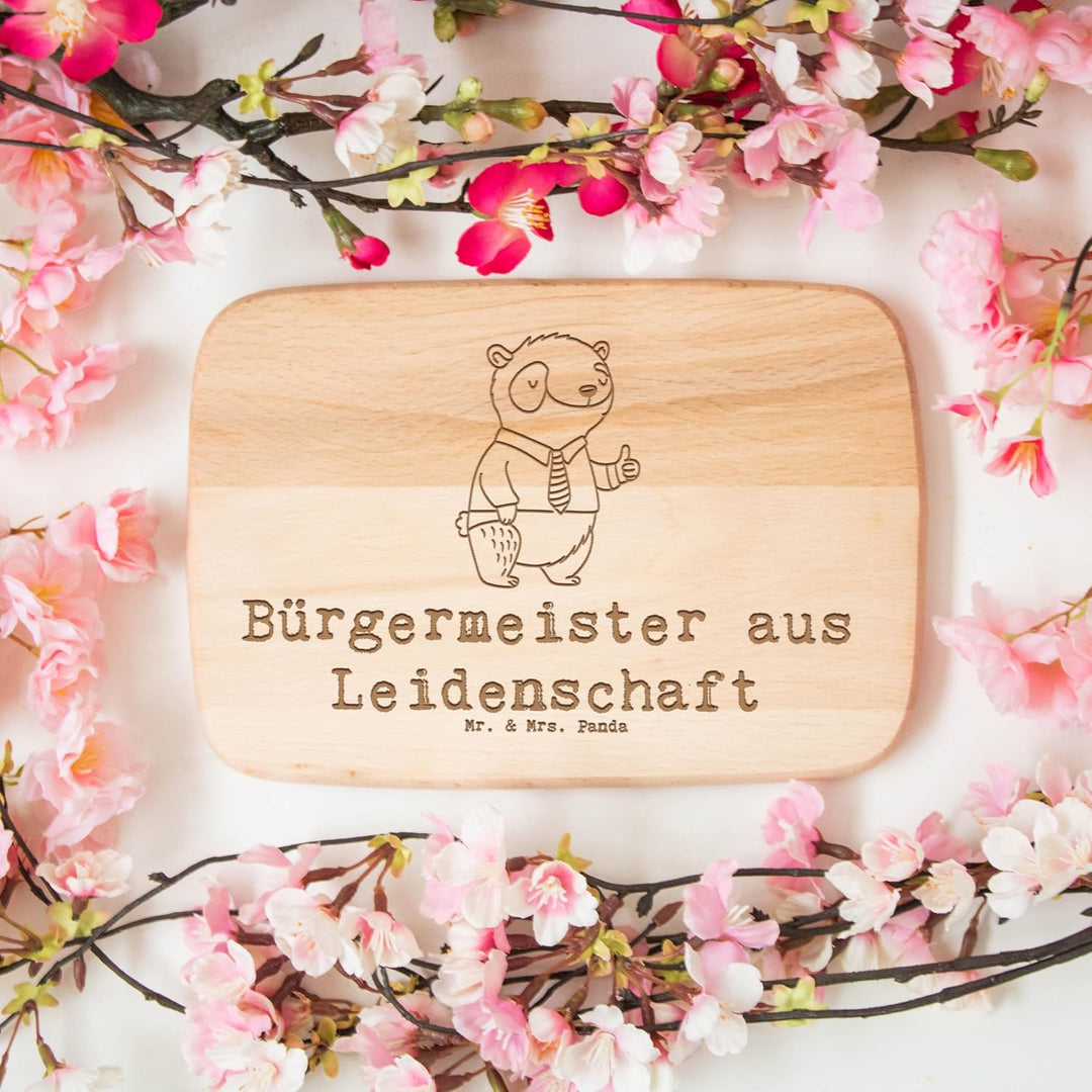 Mr. & Mrs. Panda küchenholzbrett Bürgermeister Leidenschaft - Geschenk, servierbrettchen, Stadt, Frü