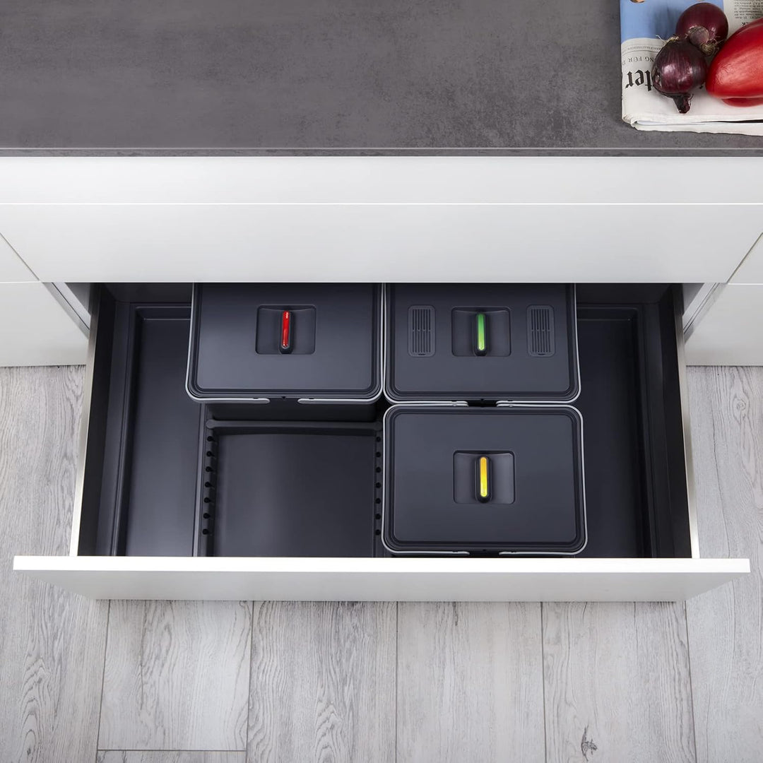 SOTECH Abfallsammler Draw 12+12+12L Abfallsystem Abfalleimer für Schubladenauszug Korpus 100 cm DRAW