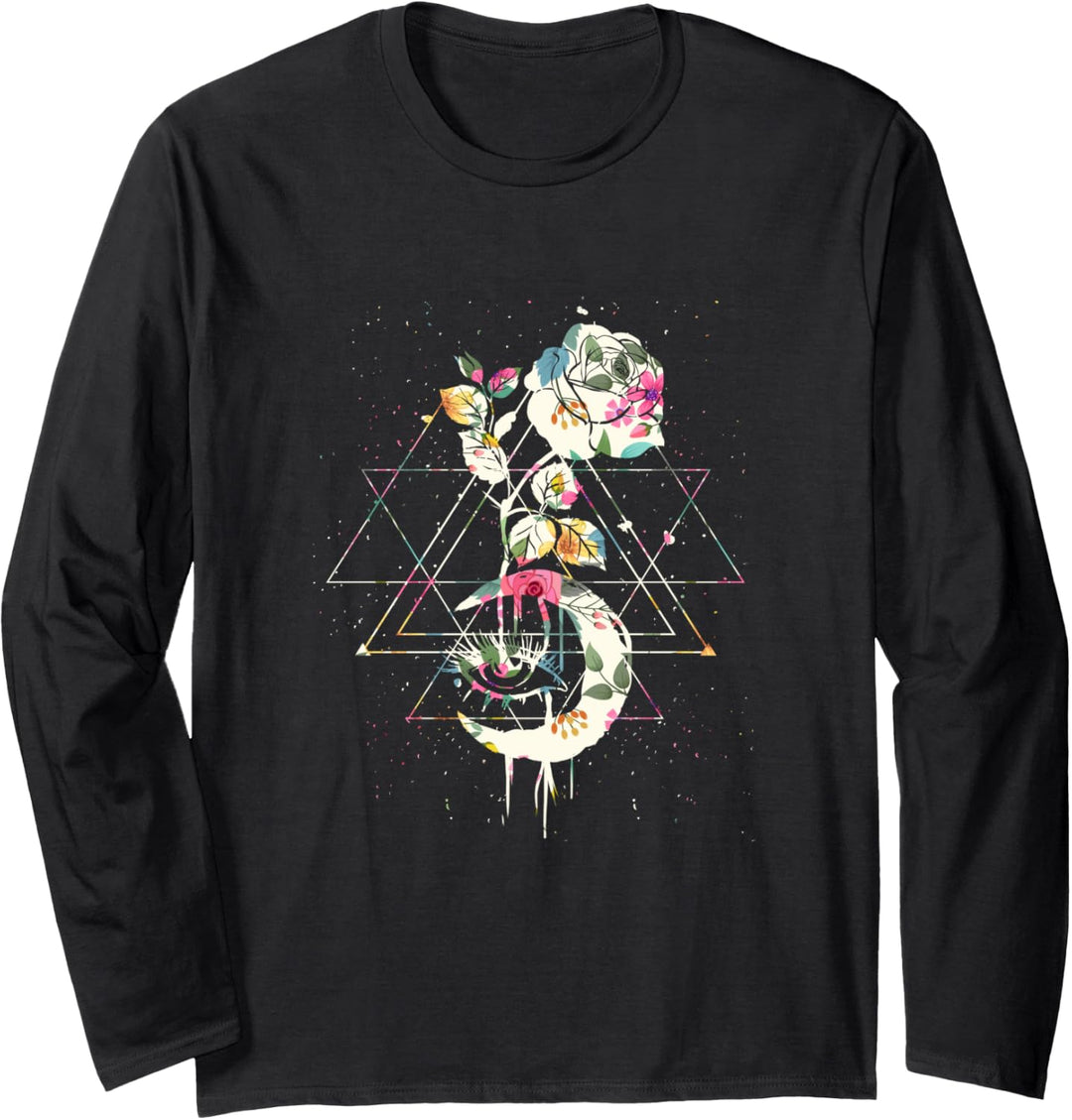 Occult Vintage Moon Rose Witchcraft Okkult Hexe Gothic Langarmshirt