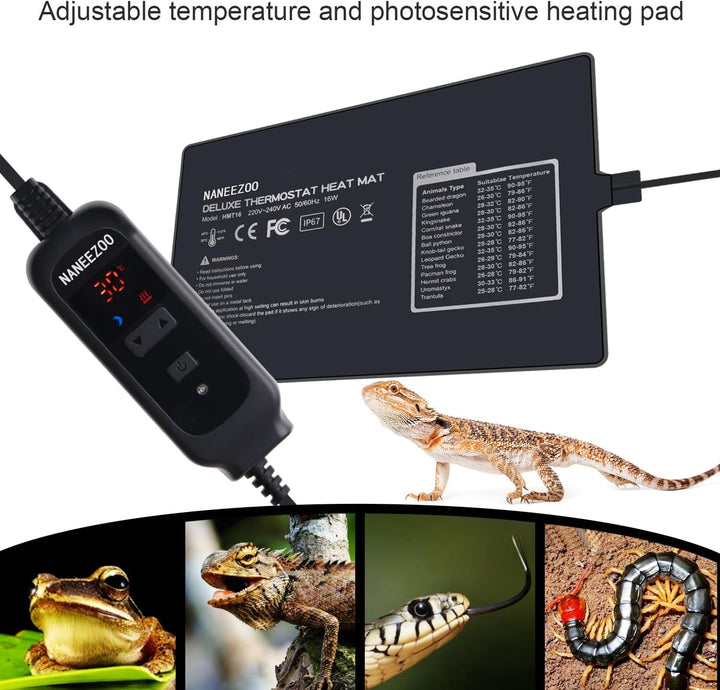 NANEEZOO Reptil Heizmatte - Terrarium Reptilienheizmatte Wärmematte für Reptilien Gecko Schildkröte