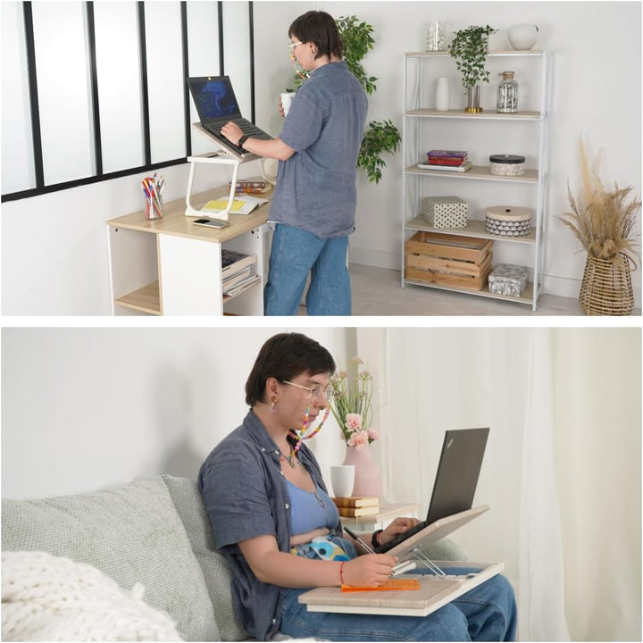 MEUBLE COSY Laptoptisch Frühstückstablett Höhenverstellbar Betttisch Laptopständer mit klappbaren Be