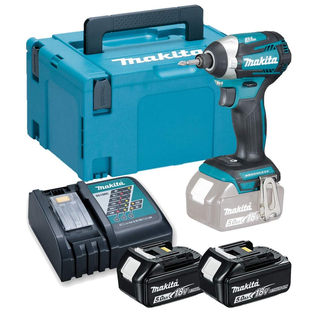 Makita Akkus und Ladegerät im Makpac, 1 Stück, DTD154RTJ mit 2x Akku 5,0 Ah Ladegerät im MAKPAC, mit