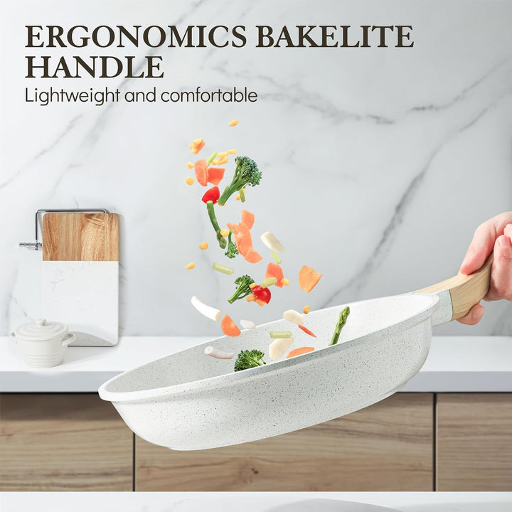 SENSARTE Weiss Keramik 28cm Antihaft Bratpfanne Skillet, Schweizer Beschichtung Omelette Pfanne, Ges
